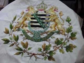 Gründungsfahne Bürgerschule Waldheim Sachsen 1895,  Tolles Wappen,  Fahnenspitze Bild