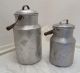 Alte Milchkanne,  Aluminium,  Mit Deckel Und Holzhenkel,  3 L Und 1,  5 L,  Look Bauer Bild 2