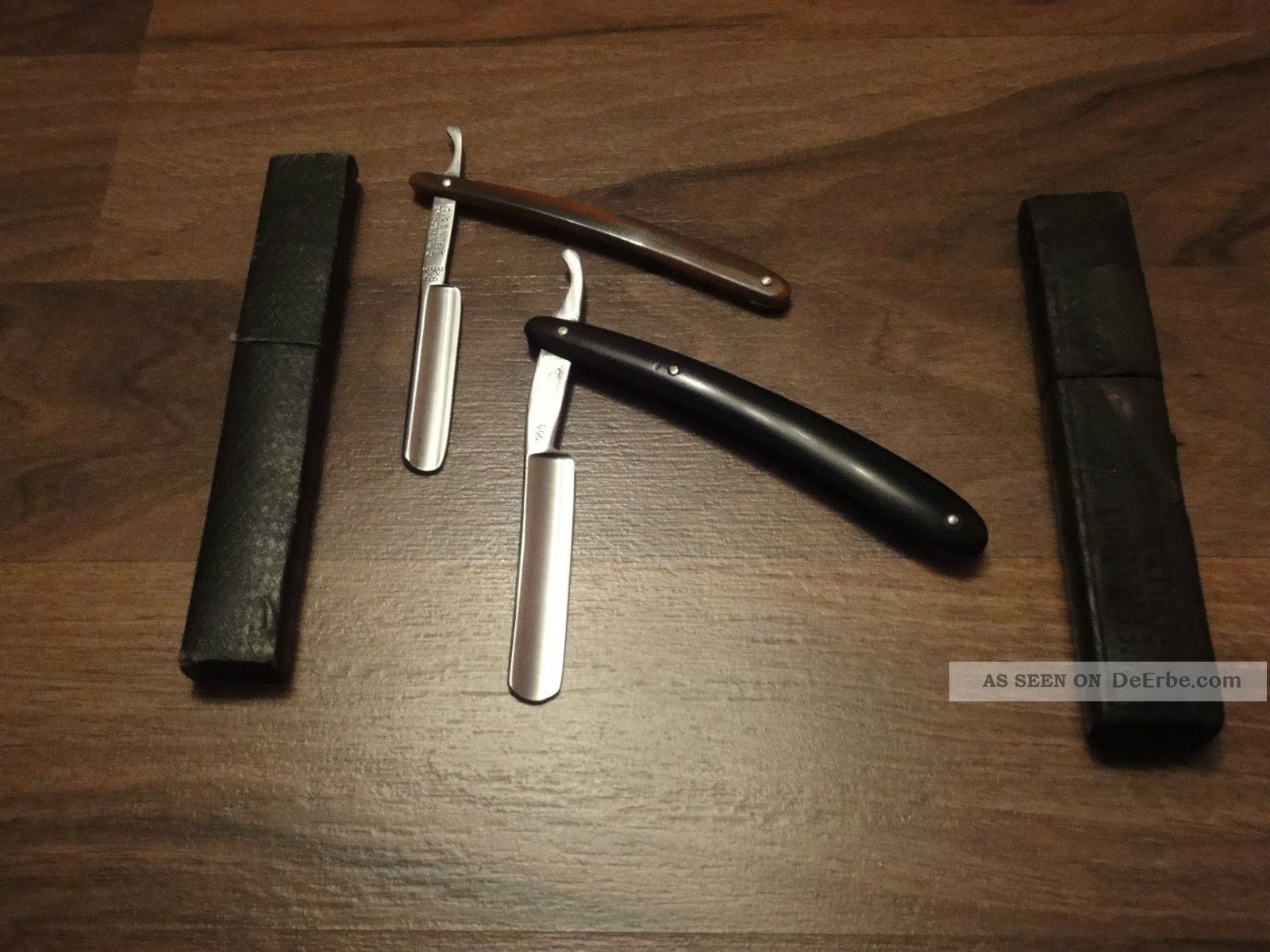 2 Rasiermesser Mit Boxen Schalen - Berlin Barbier Straight Razor Rasoir Horn ? Frisör & Barbier Bild