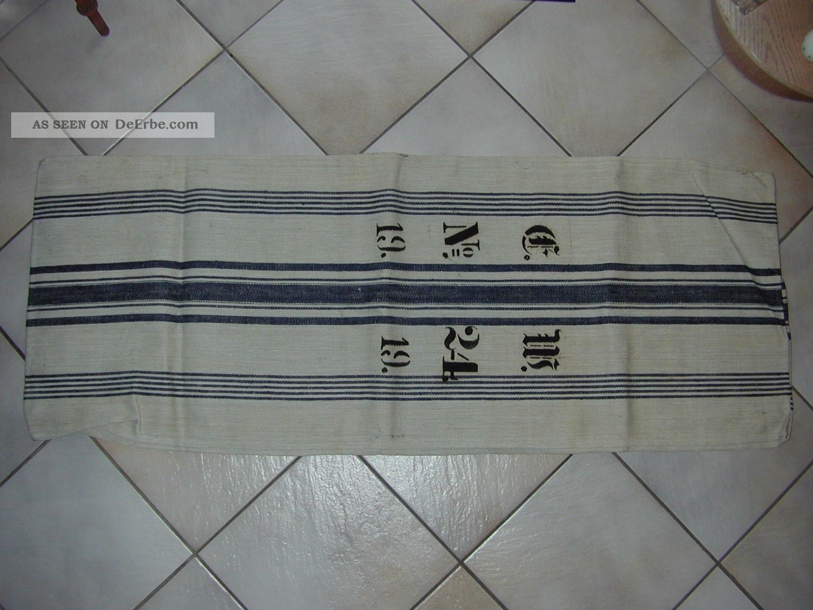 Antiker Alter Leinensack Mehlsack Gedreidesack 1919 Nr.  24 Bauer Bild