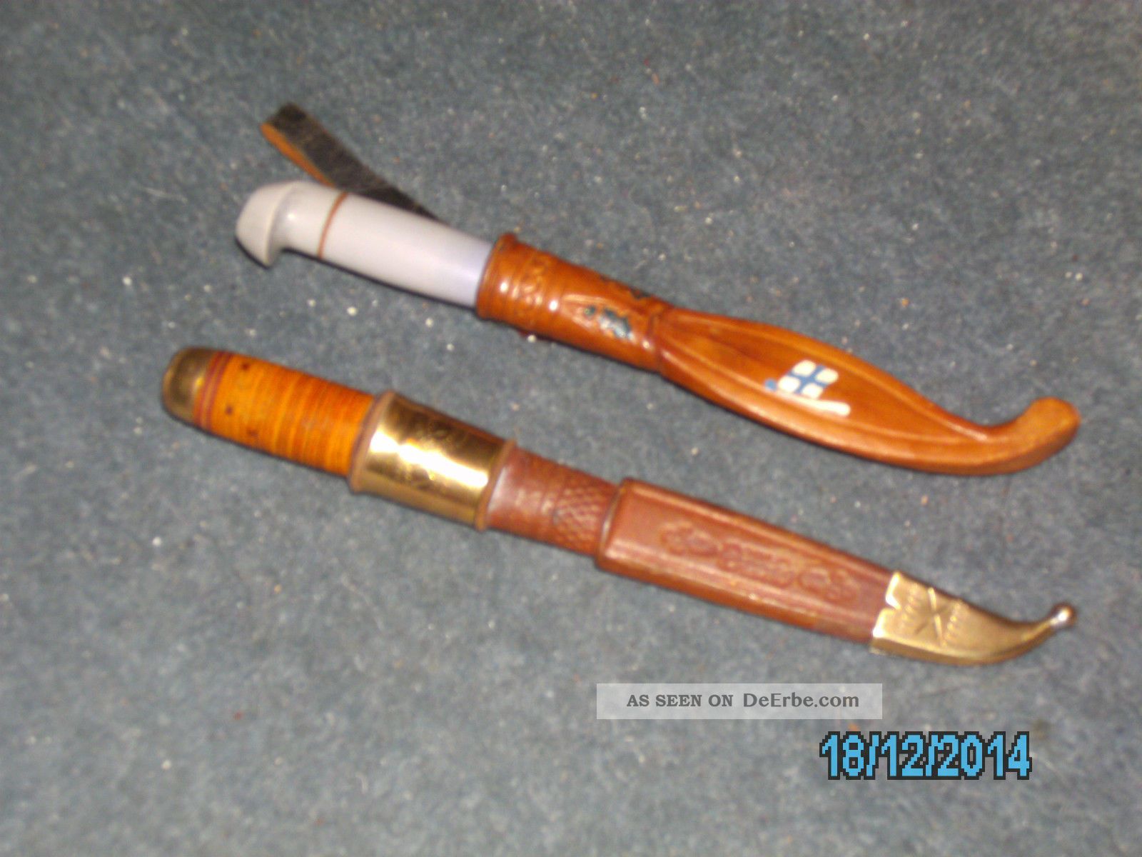 2 Kleine Alte Finnenmesser Finmesser Messer Jagdmesser Anglermesser Alte Berufe Bild