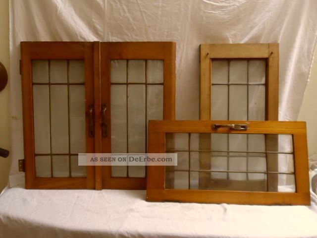4 Büffet - Türen - Eiche - Bleiverglast Mit Fasettenschliff Bauer Bild