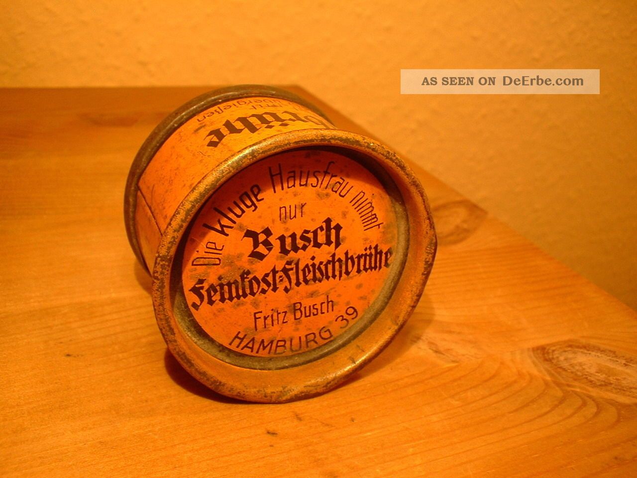 Uralte Blechdose Busch Feinkost - Fleischbrühe Hamburg 39 Kaufleute & Krämer Bild