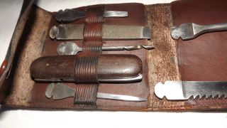 Seltenes Altes Reisewerkzeug Walbusch Solingen Bord Werkzeug Tasche Leder Antik Bild