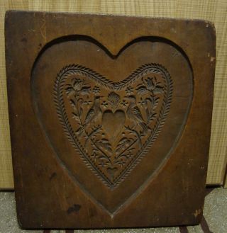 Altes Großes Holzmodel Herz Um 1800 Hartholz 27,  5x30cm Lebkuchen Springerle Bild