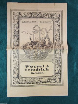 Uralt Katalog Preisliste Wessel & Friedrich Dresden Thüringer Lebkuchen 1927 Bild