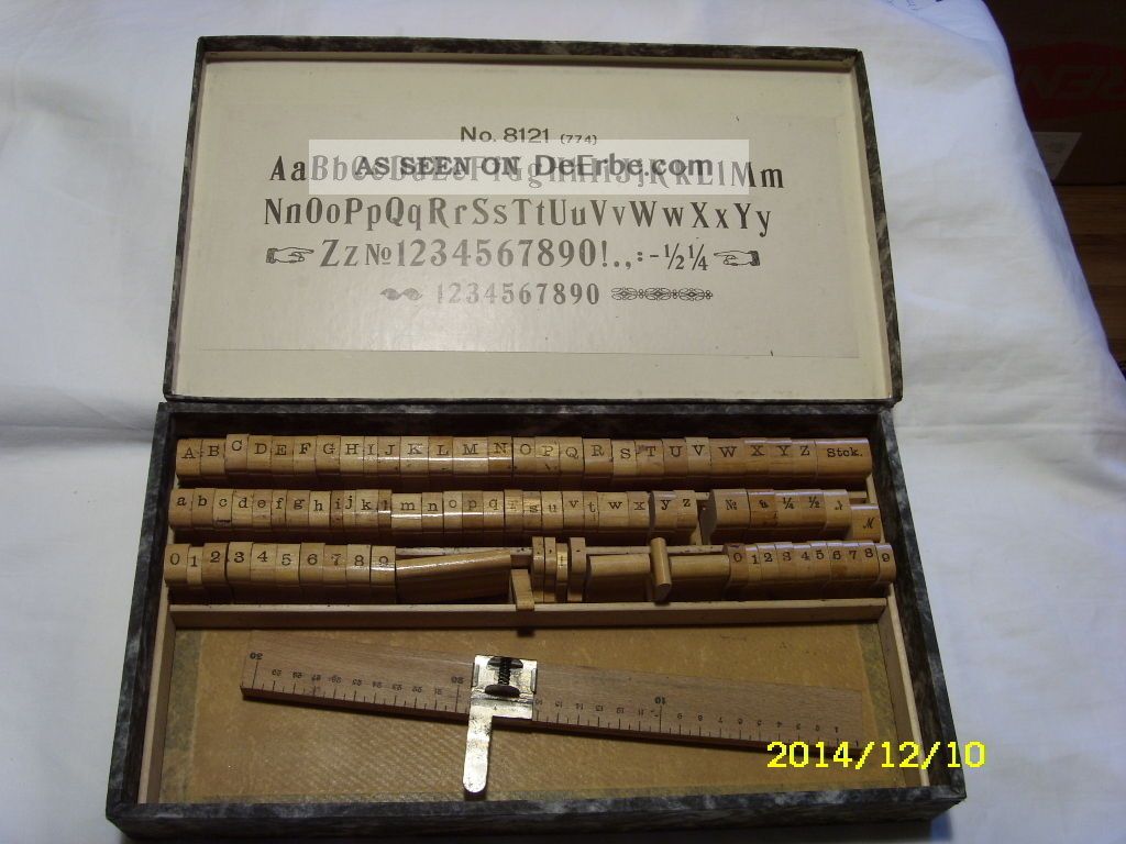 Setzkasten,  Druckerei,  Stempel Selbstdruckvorrichtung,  Simplex No.  8121 Preisschild Buchdrucker & Buchbinder Bild