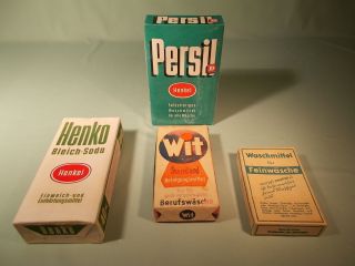 4 Sehr Alte Päckchen Persil Henko Wit Waschmittel Mit Inhalt In Ovp Bild