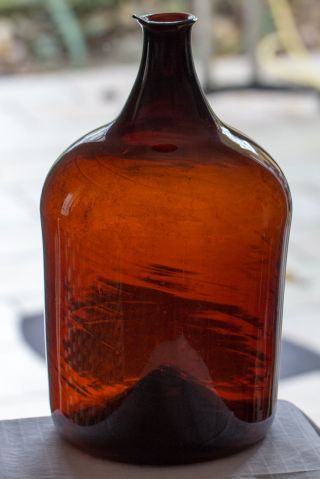 Antike Braune Apotheker Flasche 18.  Jhd.  Abriss Waldglas Bottle Pontil Bild
