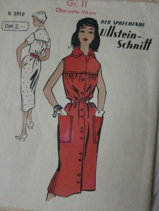 Altes Schnitt Muster Für Kleid In 2 Varianten 50er Jahre Komplett Bild
