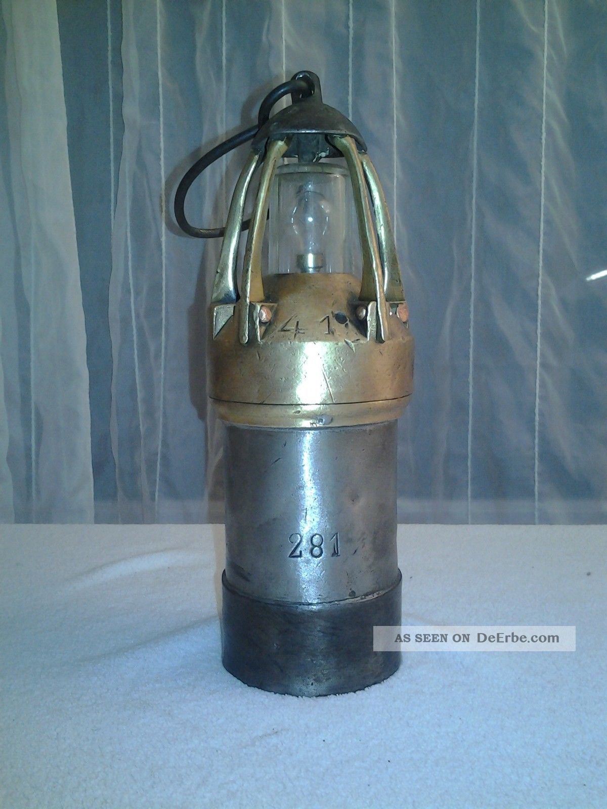 Antike Schwere Grubenlampe Bombe Bergbau Miner Lamp Bergbau Bild
