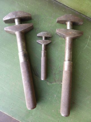 3 Alte Schraubenschlüssel Verstellbar Franzose Engländer Antik Werkzeug Bild