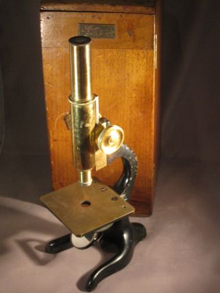 Antik Mikroskop E.  Leitz Wetzlar Mit Holzkasten No 157648 Trichinenuntersuchung Bild