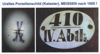 Uraltes Porzellan Schild Meissen,  Knaufschwerter,  Katasteramt Ab/um 1800,  Rar Bild