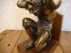 Alte Figur Atlas Mit Globus Buchstützung Deko Statue Bronze Holz - Dachbodenfund Antike Bild 8