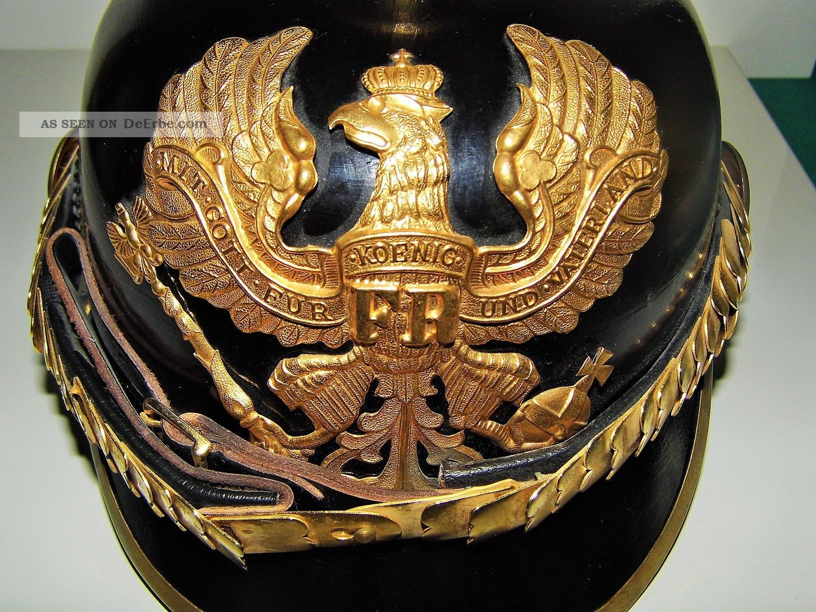 Pickelhaube Preussen 1897 Offizier Helm VitrinenstÜck