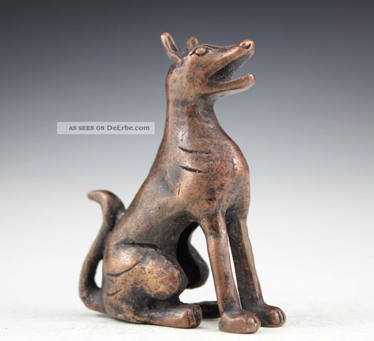 Chinesische Antiquitäten Bronze Skulpturen Hunde Selten 1900 Asiatika: China Bild