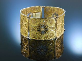 Breites Armband Silber Filigran Vergoldet Trachtenarmband BÖhmen Um 1910 Tracht Bild