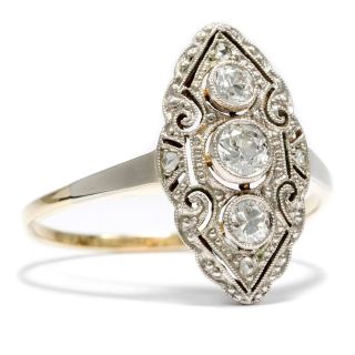 Art Déco Um 1925: Ring Aus 585 Gold & Platin 0,  38 Ct Diamanten,  Diamant,  Diamond Bild