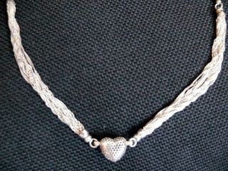 Halskette Mit Herz,  Sterling - Silber,  60ziger Jahre Bild