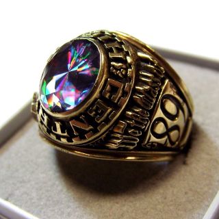 Schwerer Us High School Ring In 375 Gold,  1989,  Gr.  19,  5,  = 14,  8 G Bild
