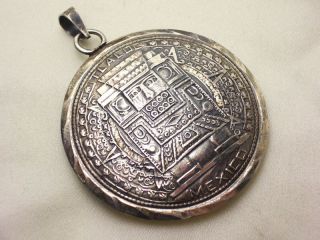 Alter Großer Anhänger 925 Silber Mexico Aztekenkalender Inka Götze Bild