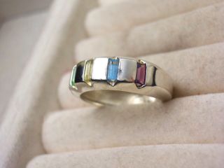 Alter Designer Ring 925 Silber Multi - Colour Citrin Blautopas Peridot Granat 17,  5 Bild
