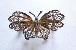 Exclusive Seltene Dekorative Antike Brosche Silber Filligraner Schmetterling Gr Bild