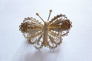 Exclusive Seltene Dekorative Antike Brosche Silber Filligraner Schmetterling Kl Bild