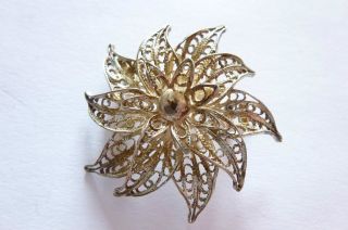 Exclusive Seltene Dekorative Antike Brosche Silber Filligraner Stern Blume Bild