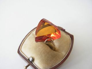 Ausgefallener Ring Silber 875 Vergoldet Bernstein Russland Bild