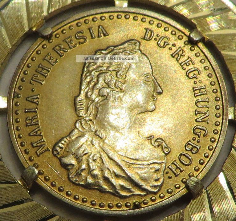 Anhänger Goldfarben Maria Theresia Theresien Taler Münze Gefasst