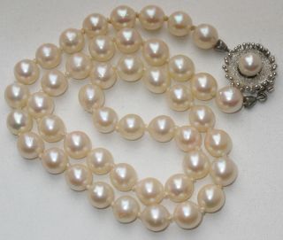 Jugendstil 0,  7 Cm Echte Perlen Kette Collier Perlenkette 585er Weißgold Bild