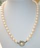 Jugendstil 0,  7 Cm Echte Perlen Kette Collier Perlenkette 585er Weißgold Schmuck nach Epochen Bild 1