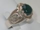 Jugendstil Silber Ring Siegelring Grünachat Design Massiv 13 Gr. Schmuck nach Epochen Bild 2