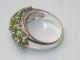 Art - Deco Silber Ring 19 X Peridot Design Meisterpunze Massiv Schmuck nach Epochen Bild 2