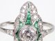Jugendstil 950 Platin 1,  0 Ct Smaragd Carrees 0,  98 Ct Diamant Ring,  Unikat,  Antik Ringe Bild 3