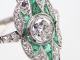 Jugendstil 950 Platin 1,  0 Ct Smaragd Carrees 0,  98 Ct Diamant Ring,  Unikat,  Antik Ringe Bild 5