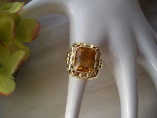Traumhafter Art Deco Gold Ring Mit Goldtopas 14k 585 Goldring Mit Topaz Bild
