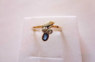 Prachtvoller Sehr Exclusiver Antiker Ring Gold 585 Mit Saphir Und Diamanten Bild