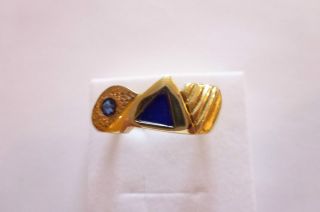 Prachtvoller Sehr Exclusiver Edler Ring Gold 585 Mit Lapis Und Saphir Bild