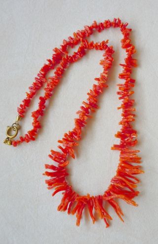 Art Deco Korallen Kette Collier Halskette Astkoralle Lachsfarben 45 Cm Bild