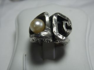 Art_deco 925er Silber Ring 1 X Perle Unikat Skandinavisches Design Bild