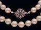 3 Tage Perlen Kette,  Echte Akoya - Perlen,  750er - Weißgoldverschluss Mit Saphiren Ketten Bild 2