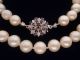 3 Tage Perlen Kette,  Echte Akoya - Perlen,  750er - Weißgoldverschluss Mit Saphiren Ketten Bild 3