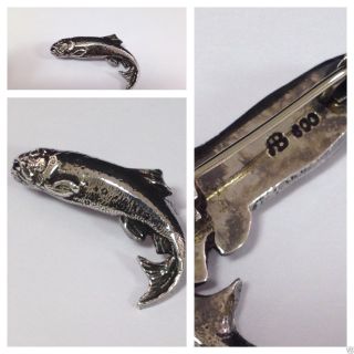 Silberfarbener Fisch Fischbrosche Brosche Silberschmuck Bild