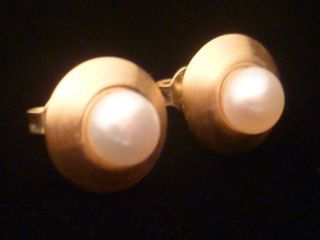 1 Tag Wunderschöne Antike 333er - Gold Ohrstecker Mit Echten Perlen Aus Nachlass Bild