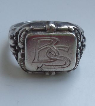 Antiker Siegelring Silber Ring 835er Initialien Bs Bild