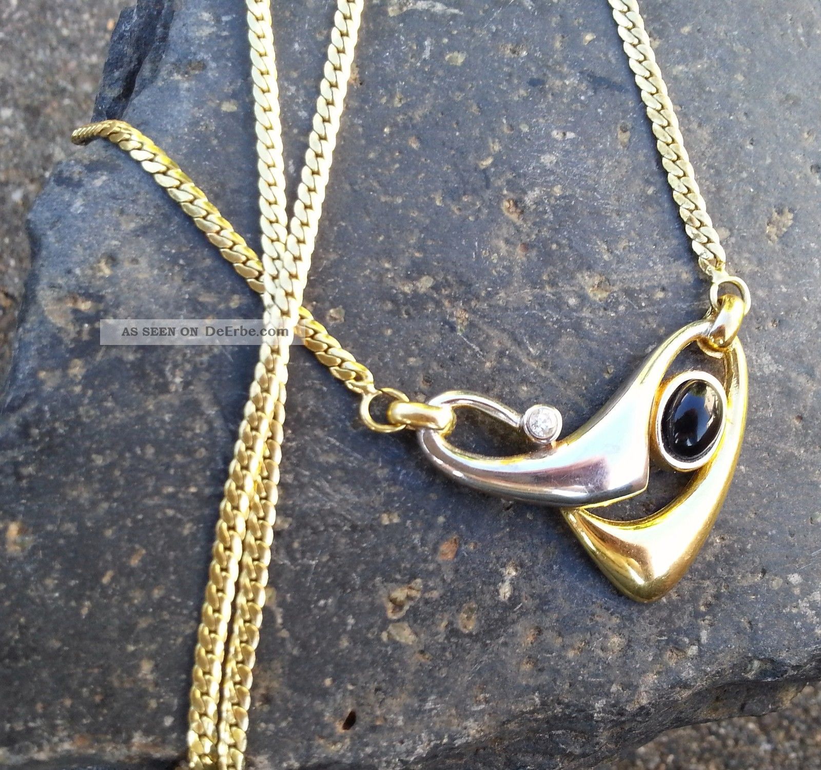 Trendor Damen-Kette Mit Medaillon - Onyx & Zirkonia In Gold/Silber