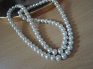 ältere Perlenkette Mit Großen Perlen - Endloskette - Schwer Und Sehr Wertig Top Bild